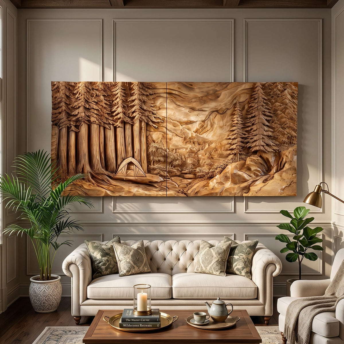 Illuminated Sunset Lake Wood Wall Art, solid wood, built to order