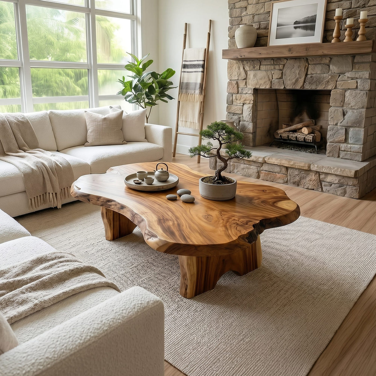 Live Edge Fireplace Coffee Table