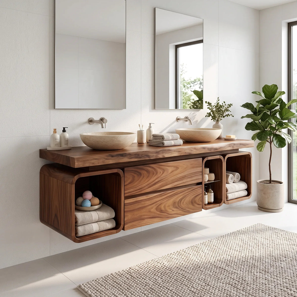 Modern Floating Bathroom Vanity Cabinet Primary Bathroom, solid wood, built to order