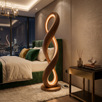 Contemporary Infinity Lamp with Table, solid wood, built to order