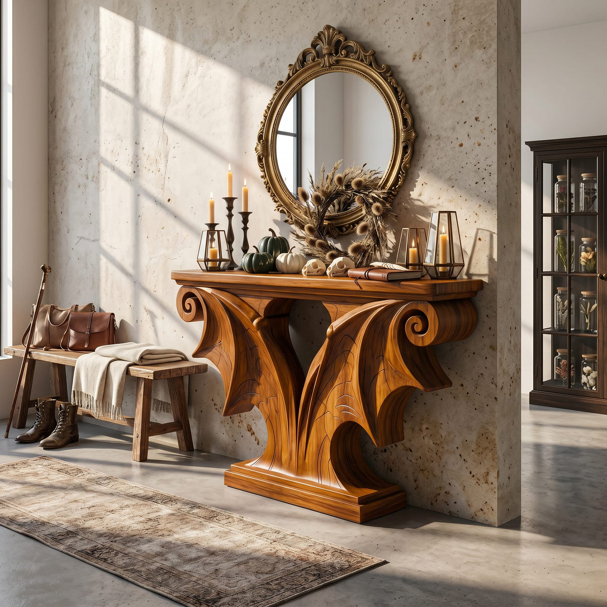 Sculptural Entryway Console Table