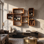 Organic Modern Wall Wine Rack, solid wood, built to order