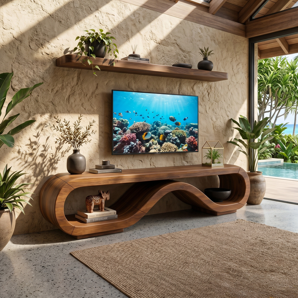 Organic Modern Media Cabinet, solid wood, built to order