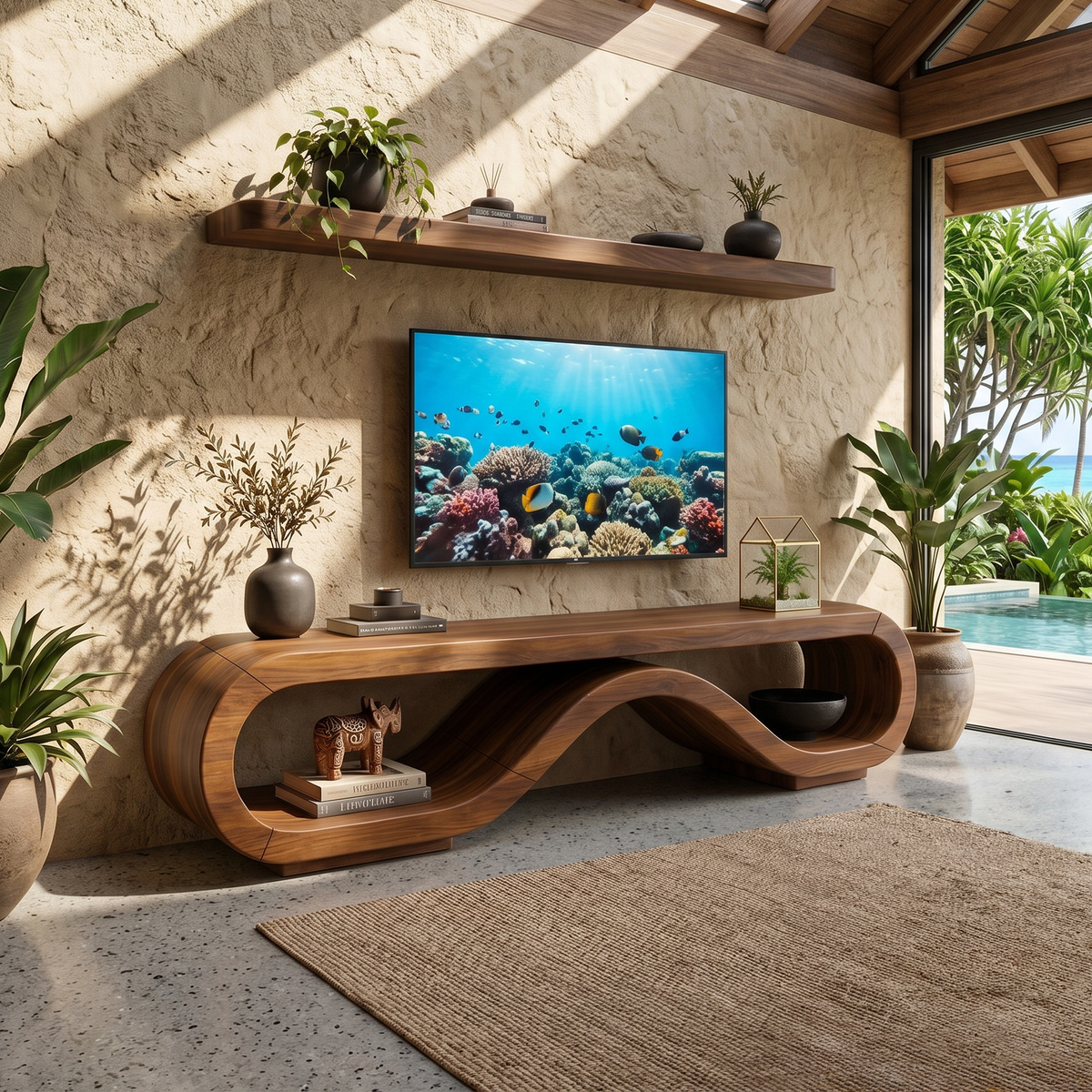 Organic Modern Media Cabinet, solid wood, built to order