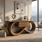 Organic Sculptural Console Table Contemporary Hallway, solid wood, built to order