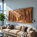 Carved Pine Forest Wood Wall Art, solid wood, built to order