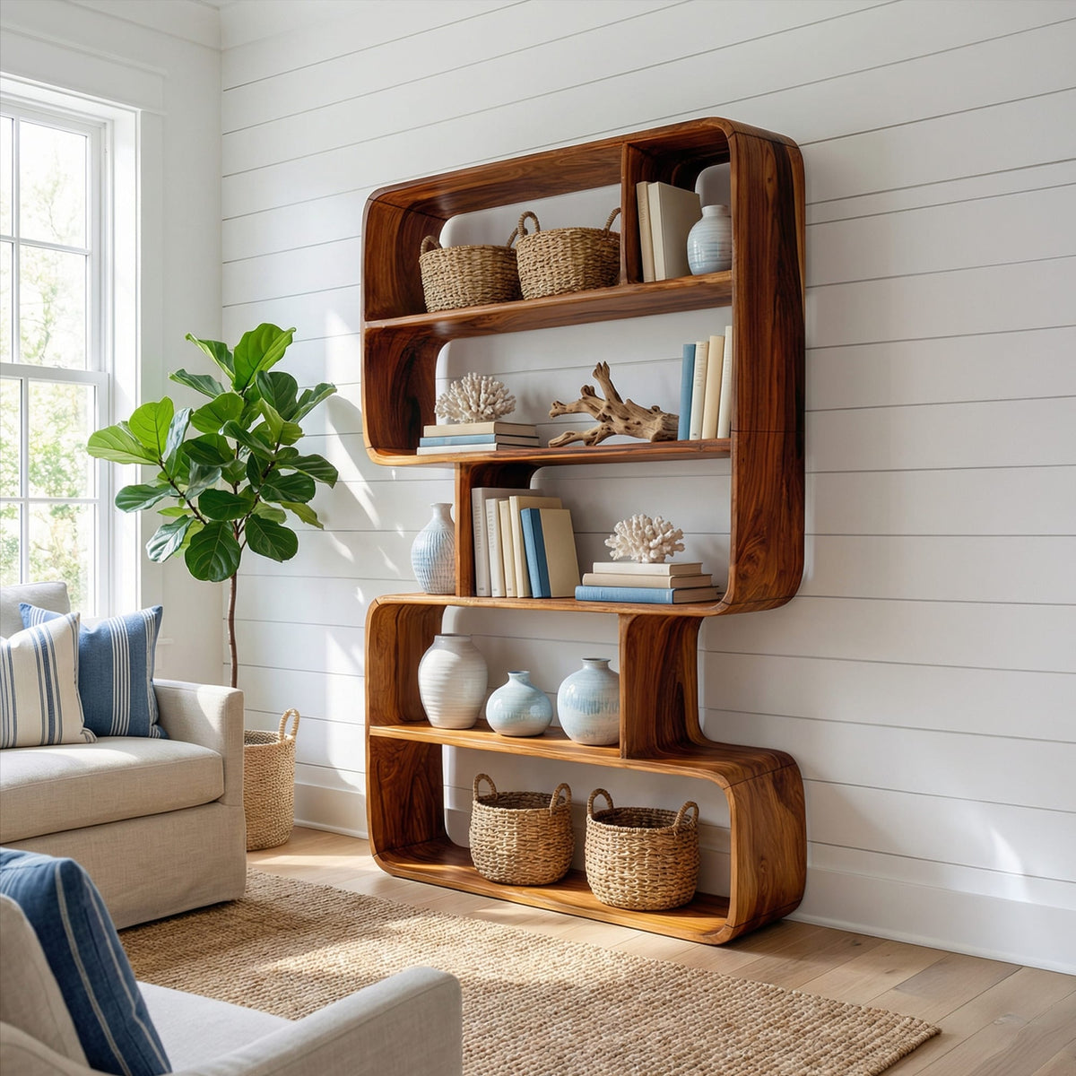 Sculptural Storage Bath Shelf
