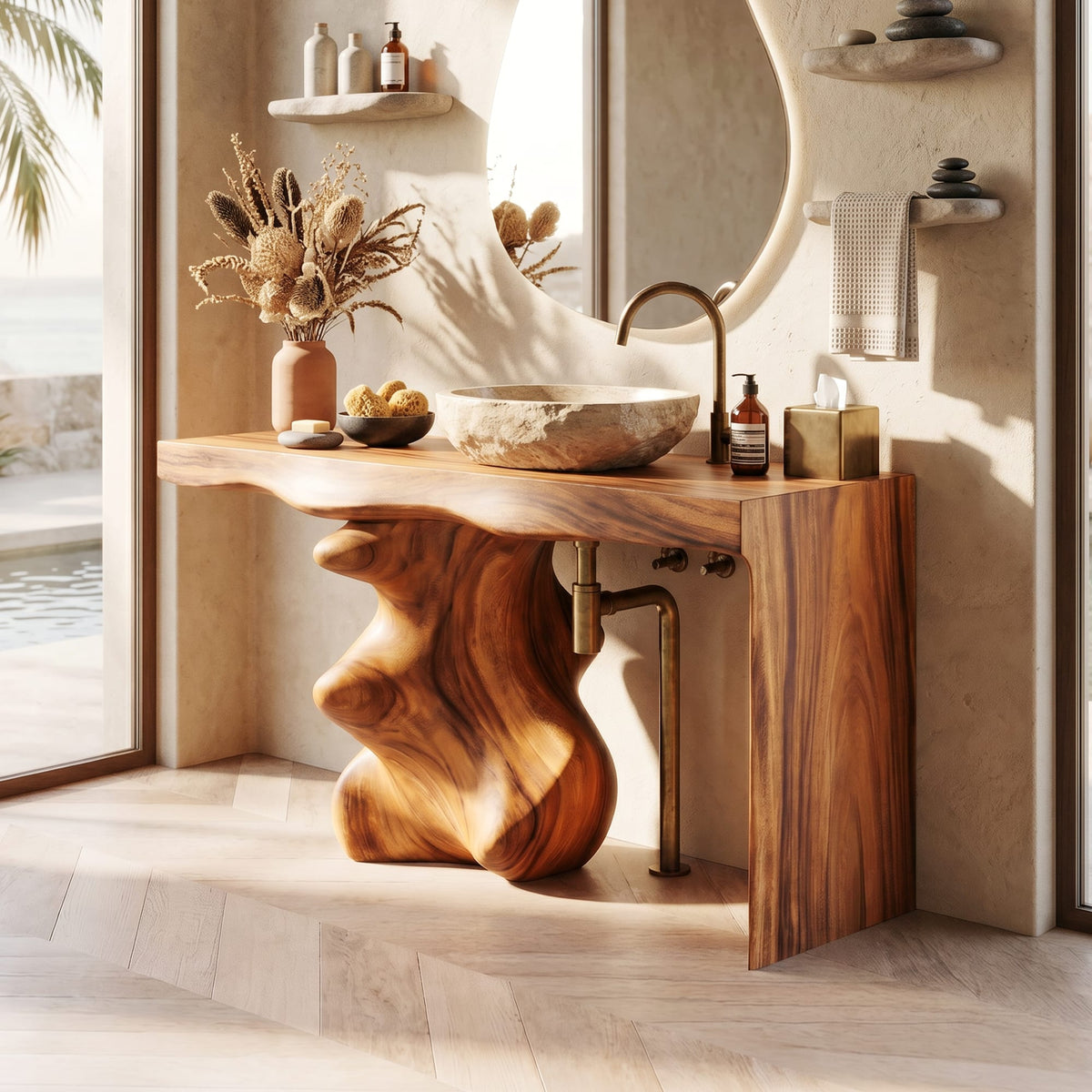 Mid Century Vanity, solid wood, built to order