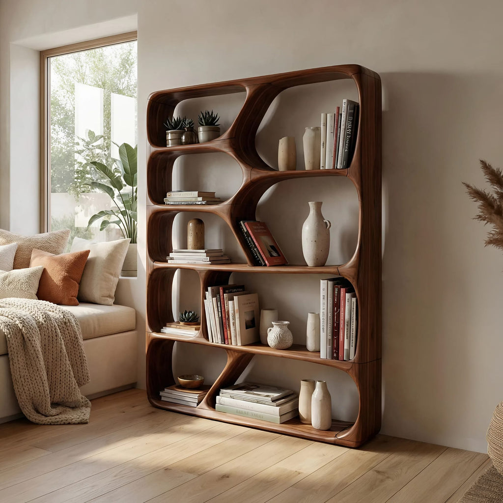 Mid Century Modern Bookcase, solid wood, built to order
