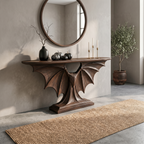 Modern Console Table with Sculptural Bat Wing Design, solid wood, built to order