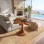 Organic Leaf Top Accent Table Living Room, solid wood, built to order