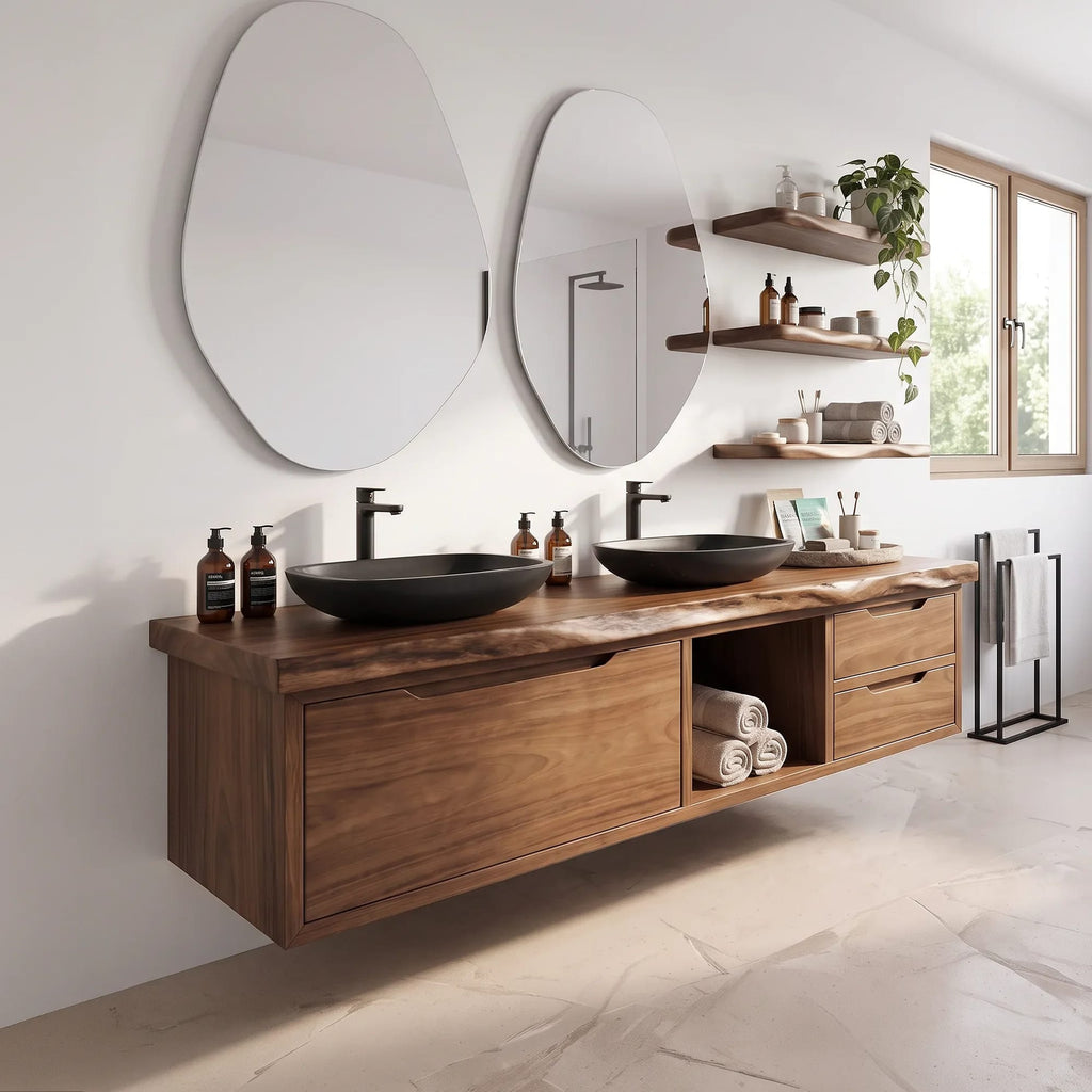 Contemporary Double Sink Bathroom Vanity Ensuite, solid wood, built to order
