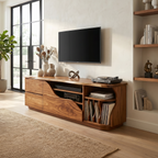 Organic Modern Media Console Vinyl Storage Cabinet, solid wood, built to order