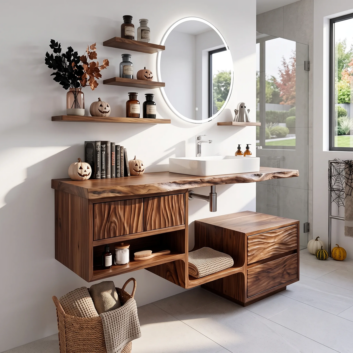 Mid Century Bathroom Vanity Modern Ensuite, solid wood, built to order