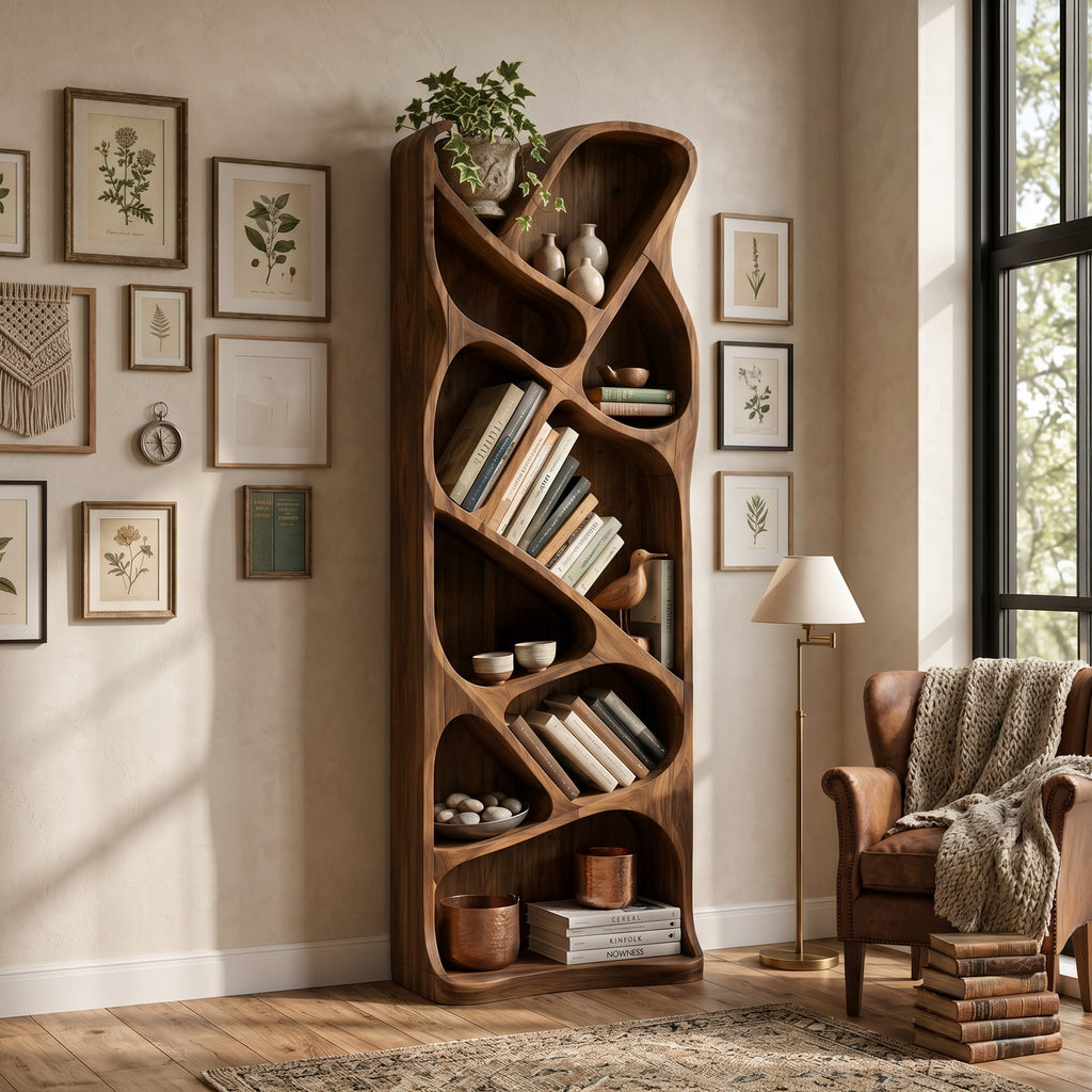 Mid Century Open Bookcase, solid wood, built to order
