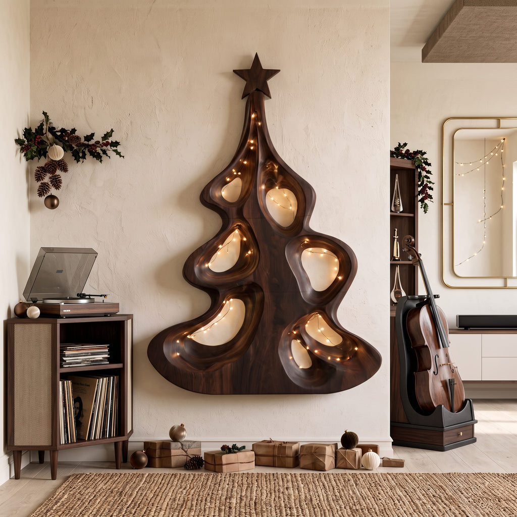 Modern Wall Decor with Hollow Tree Form, solid wood, built to order