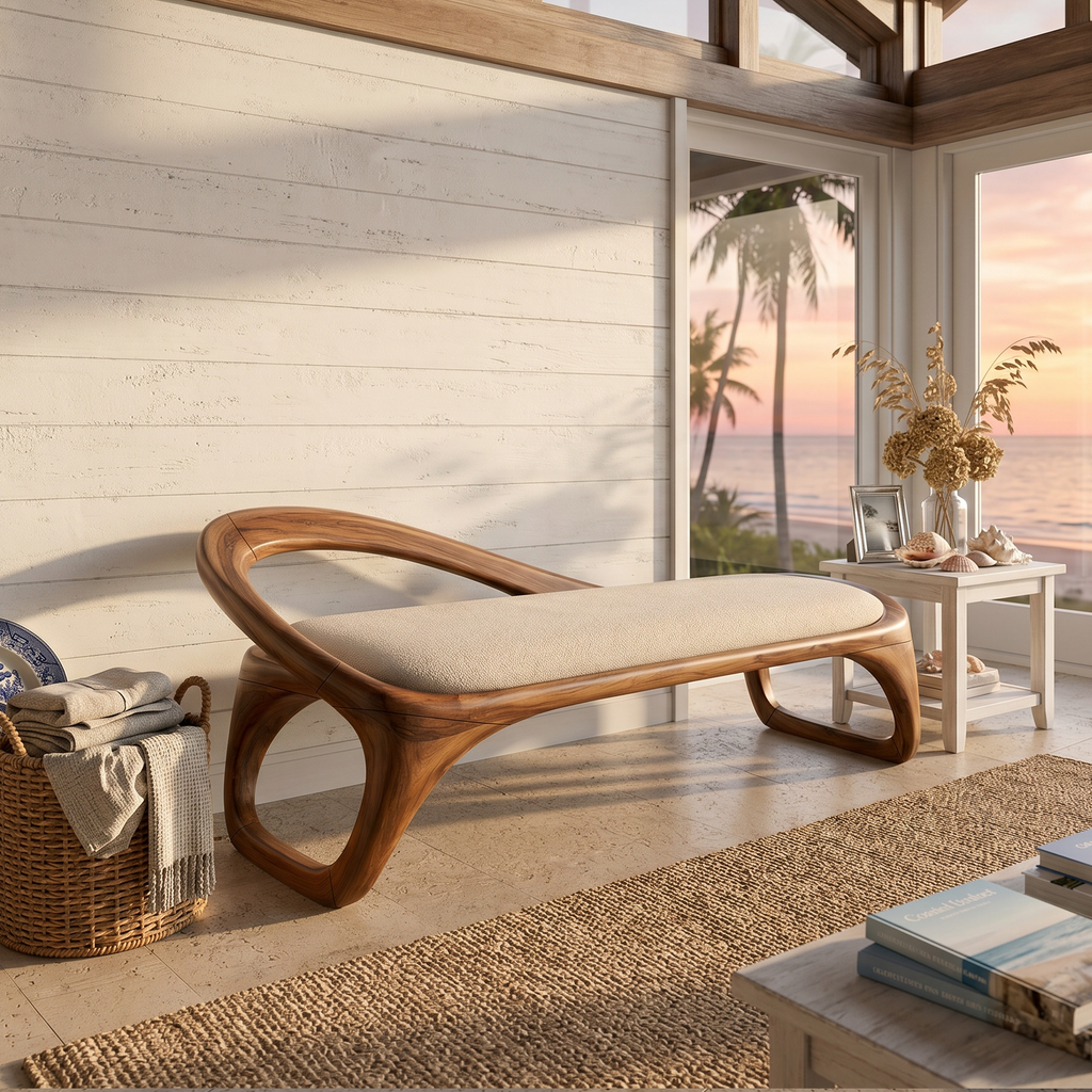 Sculptural Bench Penthouse Interior, solid wood, built to order
