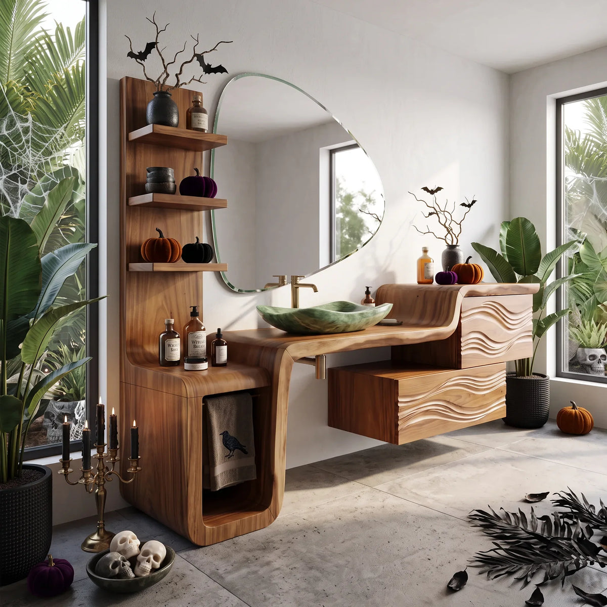 Organic Modern Bathroom Vanity Ensuite, solid wood, built to order