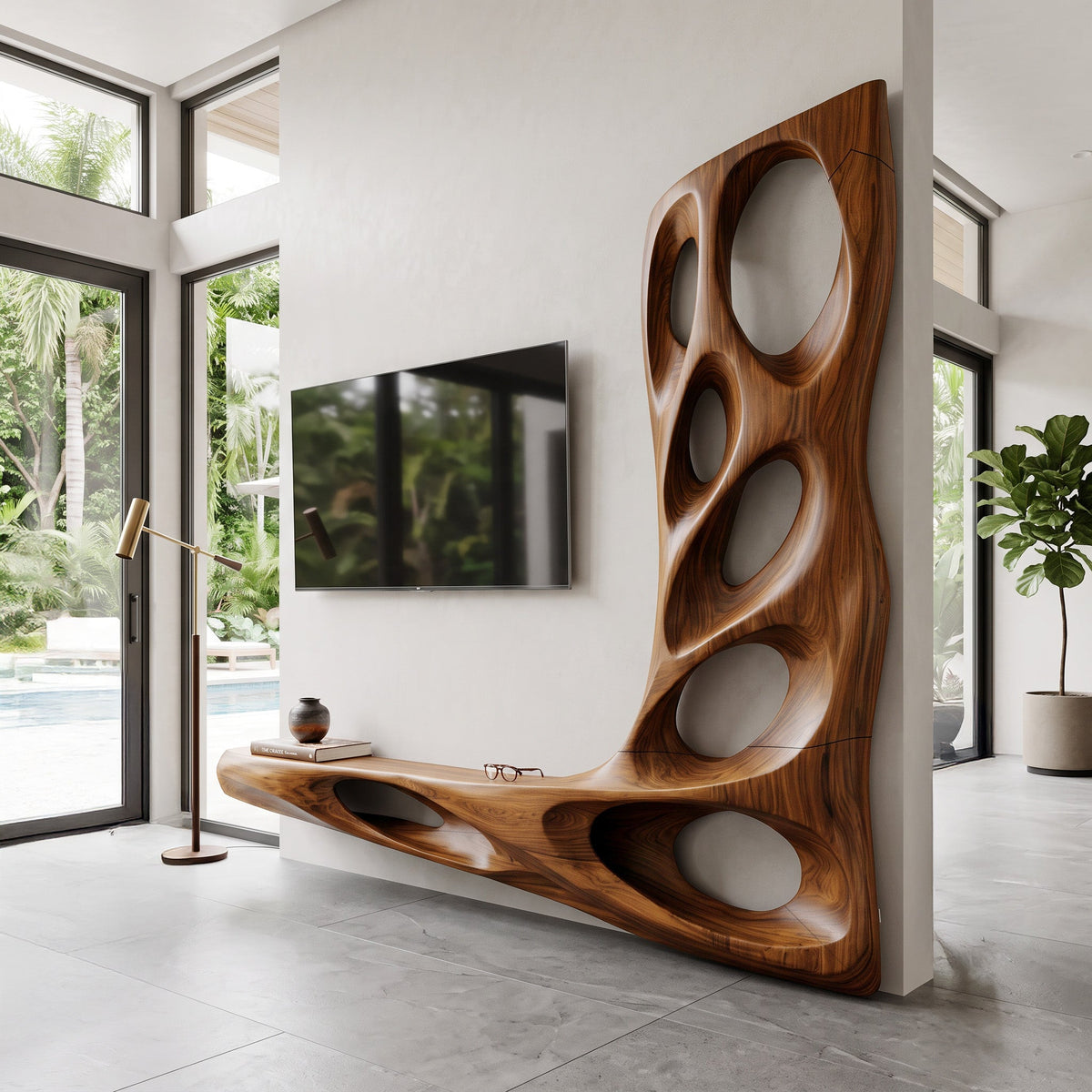 Sculptural Floating Entertainment TV Cabinet