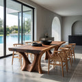 Modern Dining Table with Two Sculpted Legs, solid wood, built to order