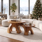 Handcrafted Round Coffee Table Apartment, solid wood, built to order