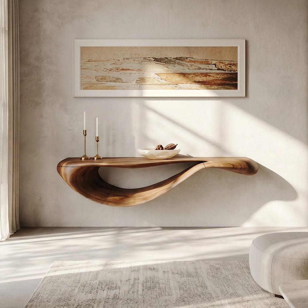 Modern Floating Console Table, solid wood, built to order