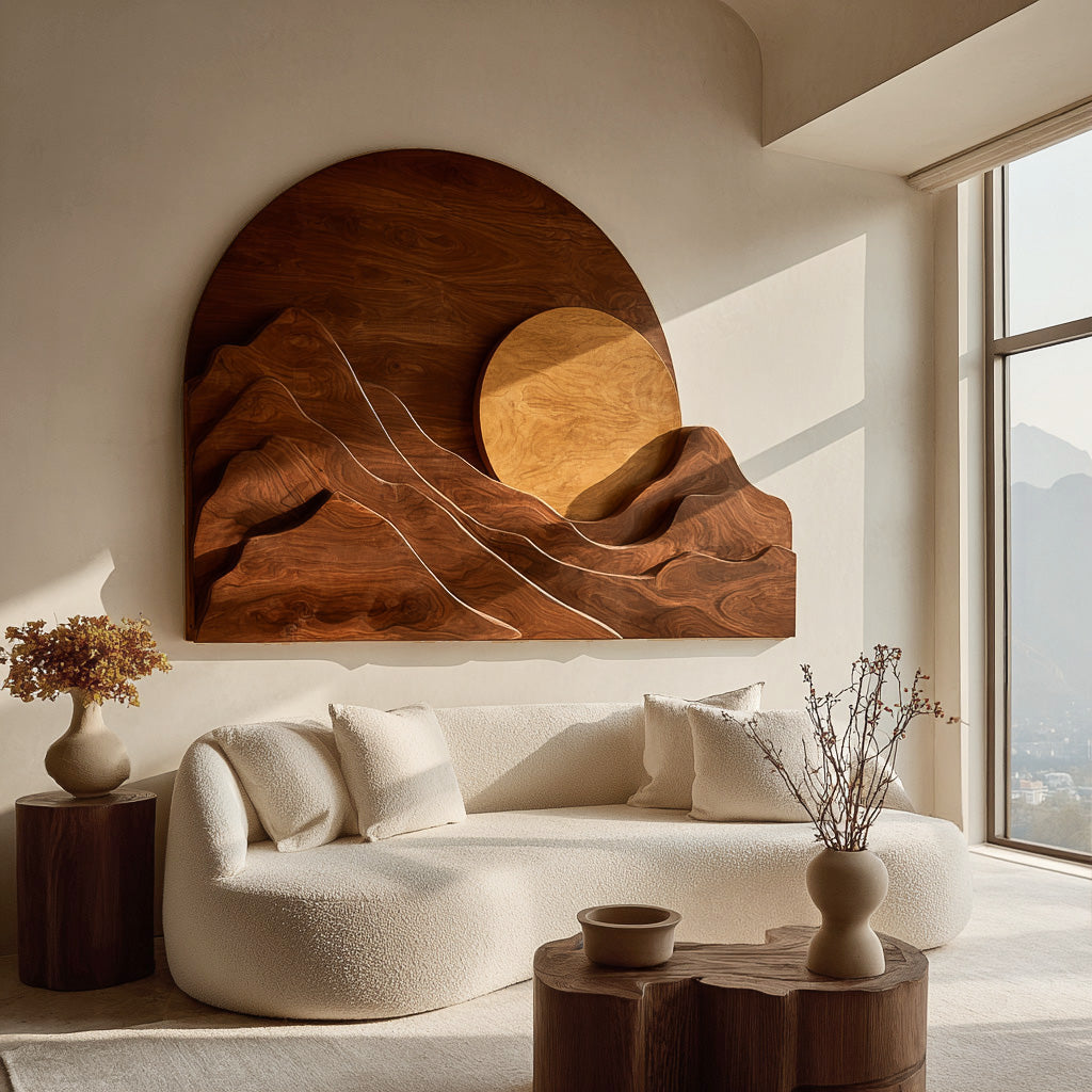 Organic Modern Mountain Wall Art, solid wood, built to order