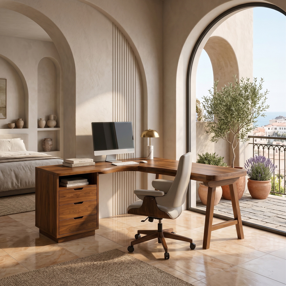 Organic Executive Desk Bedroom Workspace, solid wood, built to order