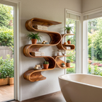 Organic Modern Wall Mounted Shelves, solid wood, built to order