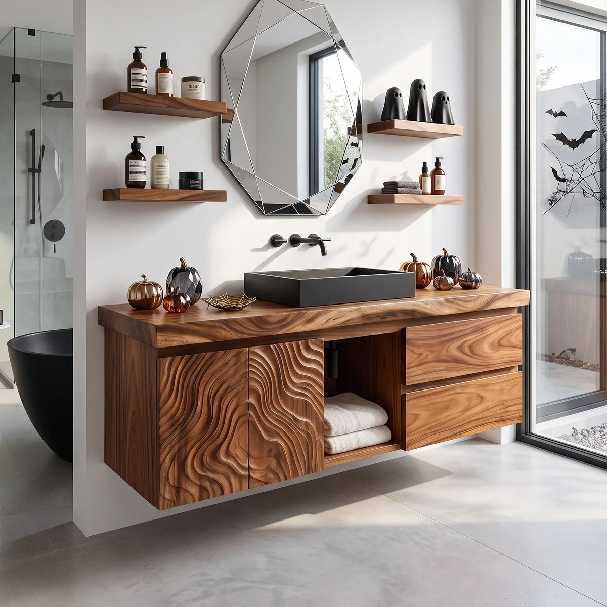 Contemporary Floating Bathroom Vanity Urban Loft, solid wood, built to order
