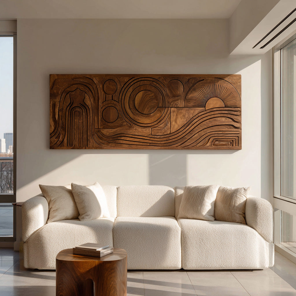 Mid Century Abstract Wood Wall Art, solid wood, built to order, view 2