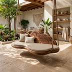 Minimalist Flowing Back Swing Bedroom Lounge Interior Space, solid wood, built to order
