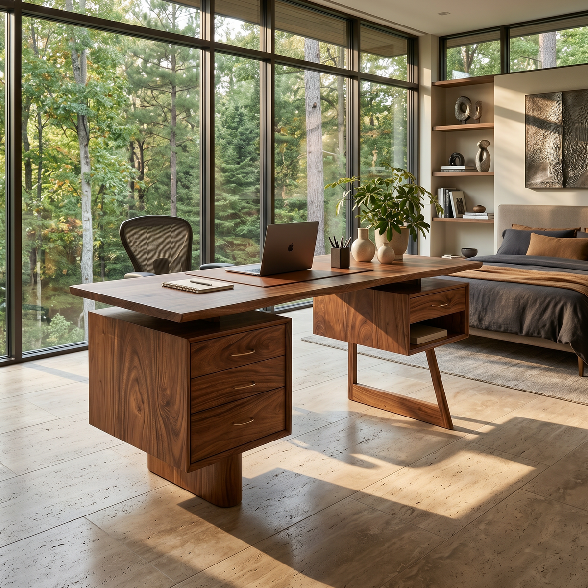 Minimalist Executive Desk Home Workspace, solid wood, built to order