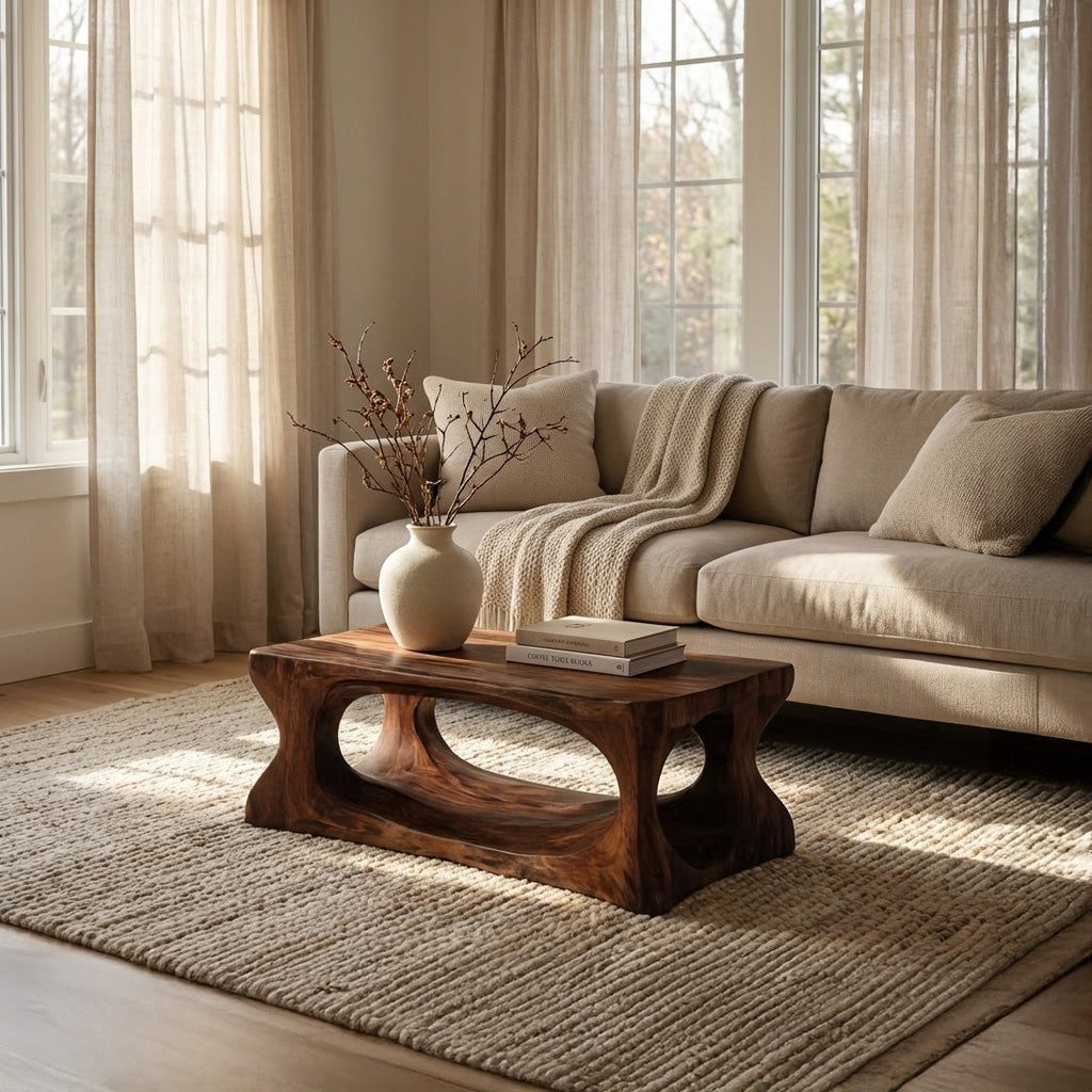 Organic Style Coffee Table Natural, solid wood, built to order