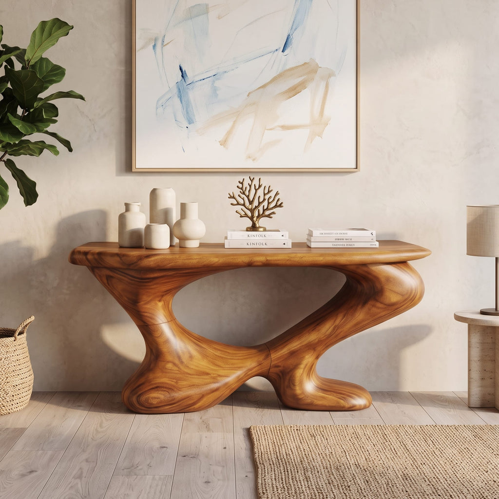 Farmhouse Chic Console Table Entryway Decor, solid wood, built to order