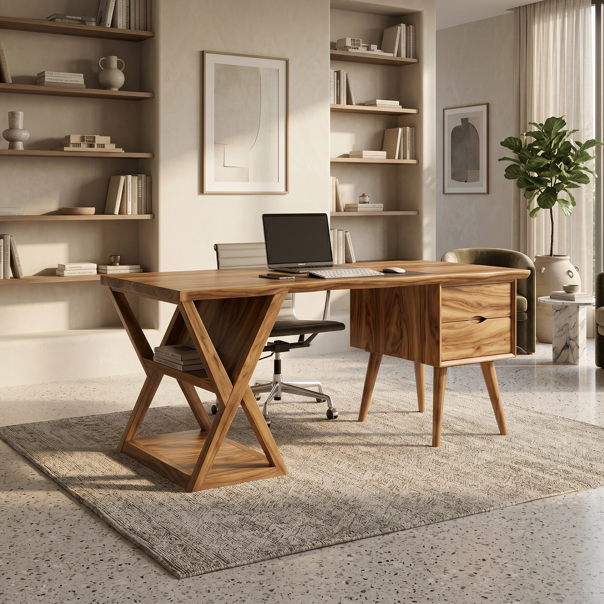 Minimalist Executive Desk Creative Office, solid wood, built to order