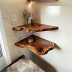 Floating Corner Shelves Decorations, solid wood, built to order