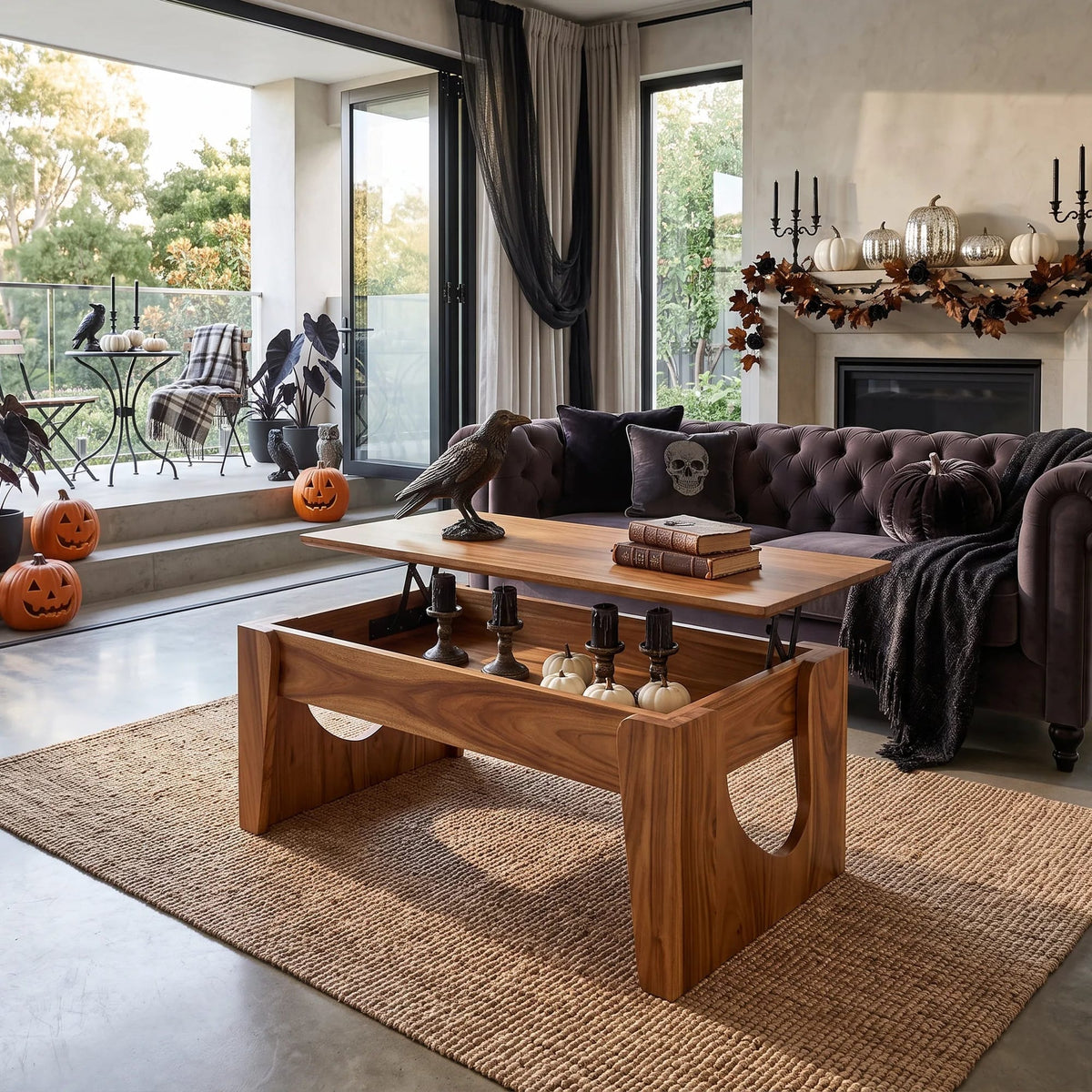 Handcrafted Lift Top Coffee Table Urban Loft, solid wood, built to order