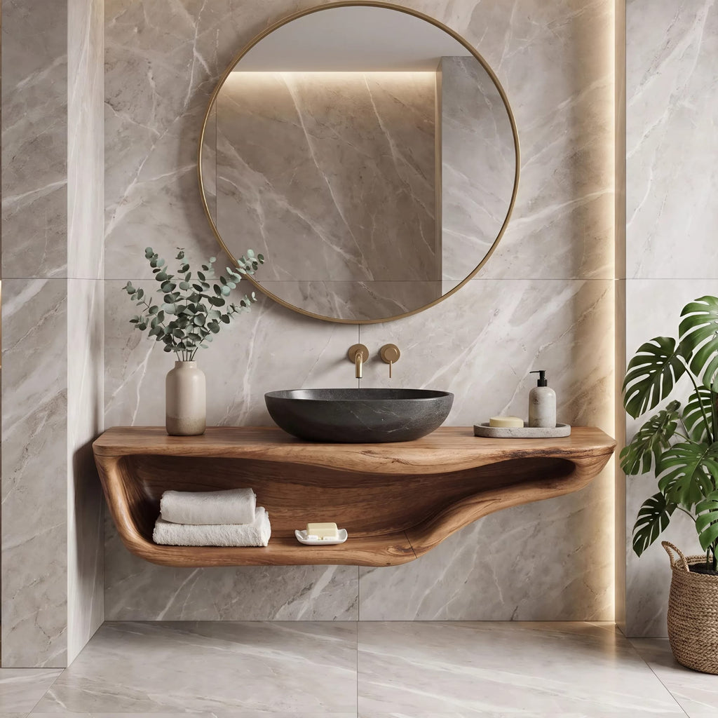 Handcrafted Live Edge Vanity, solid wood, built to order