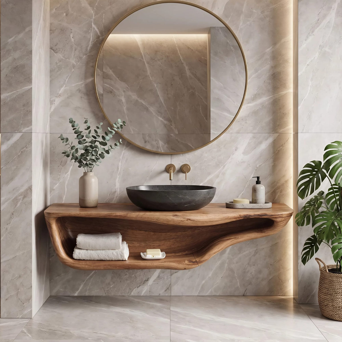Handcrafted Live Edge Vanity, solid wood, built to order