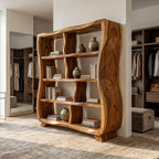 Handcrafted Bookshelf with Ginkgo Leaf Accents, solid wood, built to order