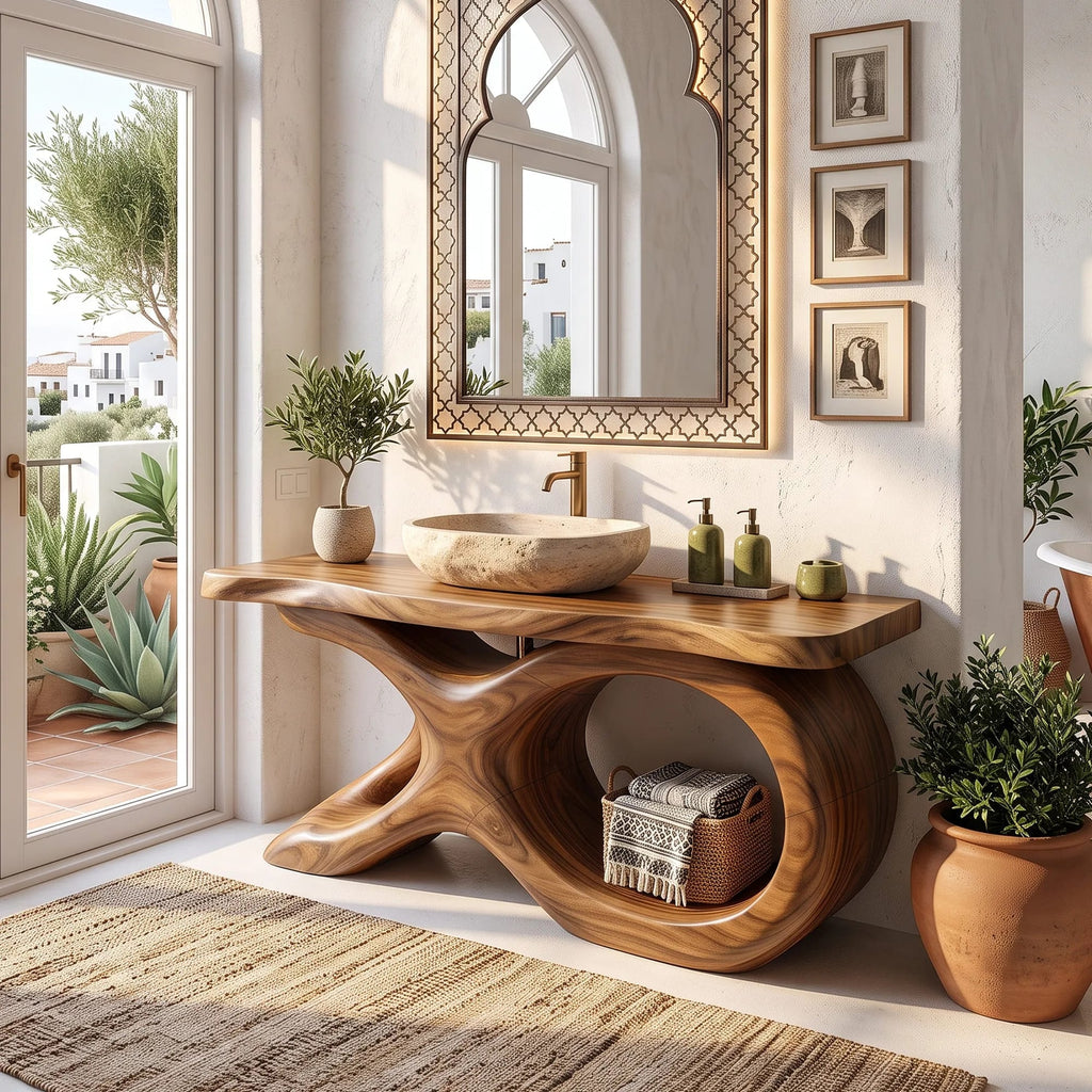 Mediterranean Bathroom Vanity Cabinet Villa, solid wood, built to order