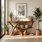 Organic Root Base Console Table Entryway, solid wood, built to order