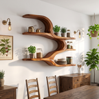 Organic Sculptural Wooden Wall Shelves, solid wood, built to order