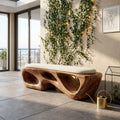 Curved Solid Bench Living Room, solid wood, built to order