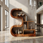S-shaped Wooden Storage Shelf, solid wood, built to order