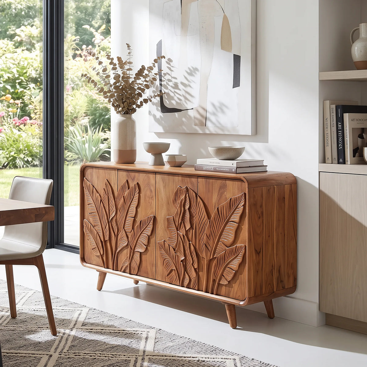 Botanical Sideboard Cabinet Dining Room, solid wood, built to order