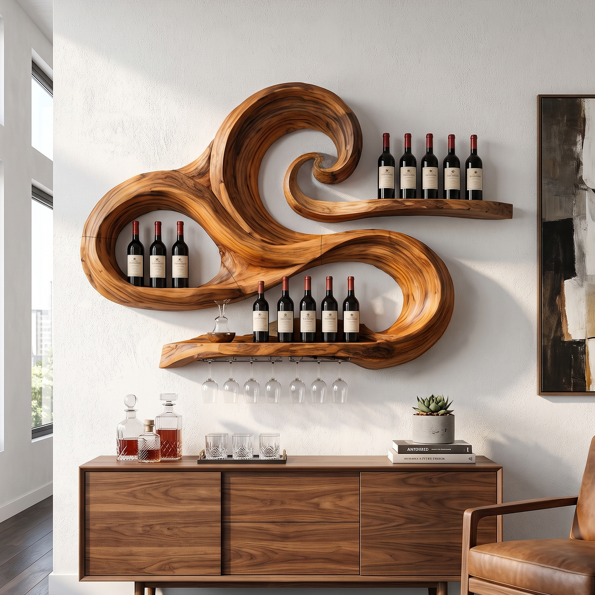 Minimalist Wine Holder, solid wood, built to order