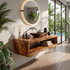 Contemporary Bathroom Cabinet Tropical Villa, solid wood, built to order