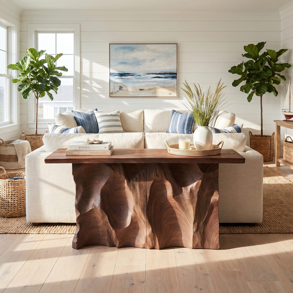 Minimalist Raw Edge Hall Table, solid wood, built to order